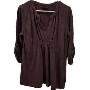 Calvin Klein Jeans smocked knit 3/4 sleeve top, navy blue. Large.